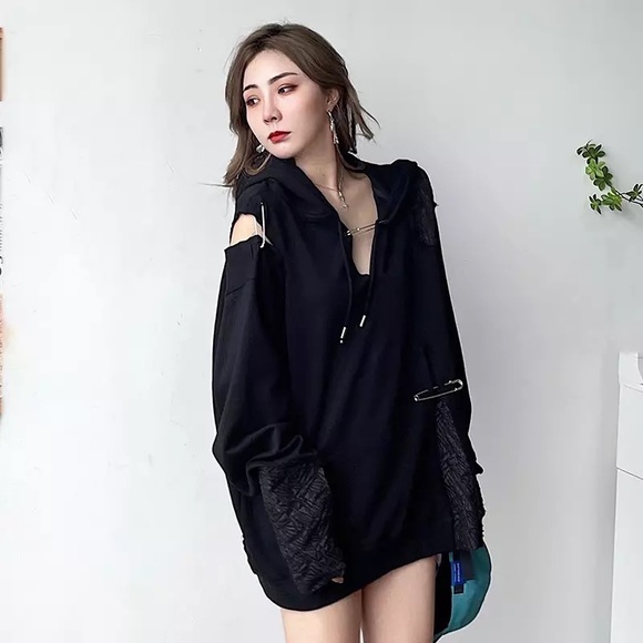 Patch work oversized womens hoodie - Picture 5 of 10